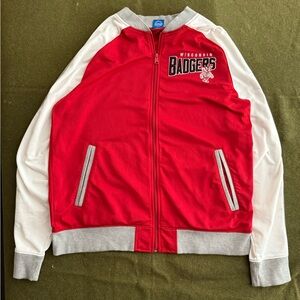 Men’s Wisconsin Badgers Adidas Vintage Track Red And White Jacket Size Large